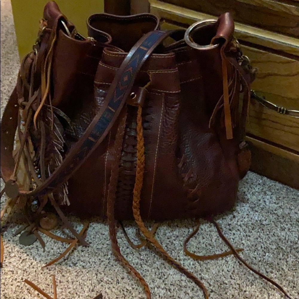 Custom leather bucket bag